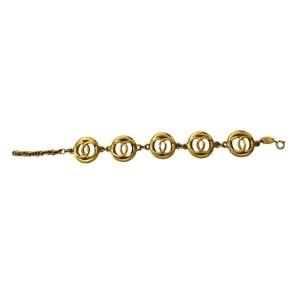 CHANEL Authentic Vintage Gold Logo Charm Bracelet - Picture 4 of 5